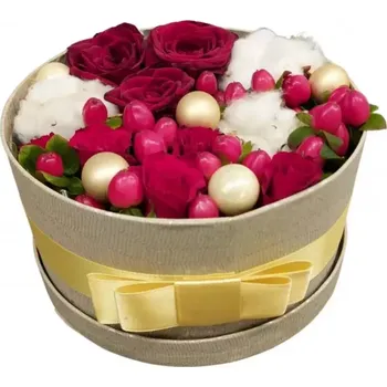 Vánoční krabička CESMINA šampaň 18x8cm (FLR)