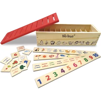 Výuková hračka Lexibook Anglicko-francouzský dřevěný box na slovíčka Bio Toys