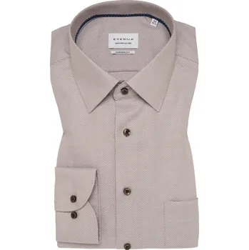 Pánská košile Košile Eterna Modern Fit Print s prodlouženým rukávem béžová velikost: 46, délka rukávu: prodloužený rukáv