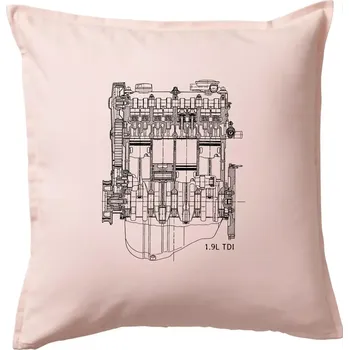 Polštář Motor Škoda/ VW 1.9L TDI ze předu - Polštář 50x50 - 50x50 - Pouze potah ( Světle růžová )