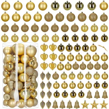 Springos Maxi 100-dílná sada vánočních baněk zlatá, vánoční ozdoby
