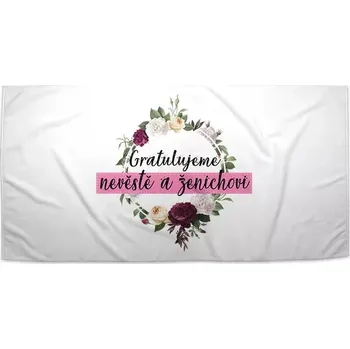 Osuška Sablio Ručník Gratulujeme nevěstě a ženichovi - 50x100 cm