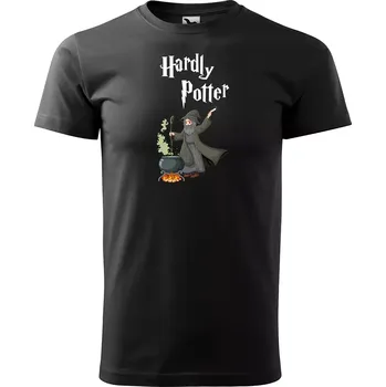 Pánské tričko Sablio Tričko s potiskem Hardly Potter - černé 5XL