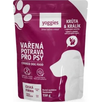 YOGGIES vařená potrava pro psy krůta & králík s dýňovými semínky 10x150g