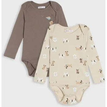 Dětská móda Sinsay - Bavlněné body s potiskem 2 pack - hnědá - 9972E-98X - 9972E-98X-62