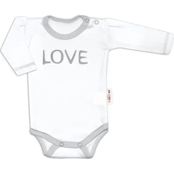 Kojenecký body Baby Nellys Body dlouhý rukáv Love - bílé, vel. 56 - 56 (1-2m)
