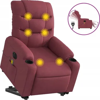 Křeslo Zvedací křeslo s masážní funkcí - Vínově červená 75,5x93x99,5 cm