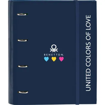 Set školních potřeb Kroužkový pořadač Benetton Love Námořnická modrá (Náplň 100 listů) (27 x 32 x 3.5 cm)
