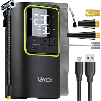 Ruční pumpa VAYOX Akumulátorová cyklistická pumpa VA0409 4000mAh 10,3BAR kompresor ZELENÁ|ČERNÁ