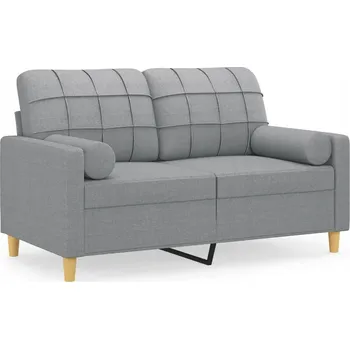 Pohovka Světle šedá dvoumístná pohovka s ozdobnými polštáři, 138 x 77 x 80 cm