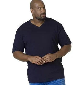 Pánské tričko Velké tričko Duke D555 Signature s výstřihem do V námořnická modrá (8XL)