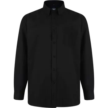 Oblečení a móda Velká pánská hladká košile s dlouhým rukávem Kam 664 černá (4XL)
