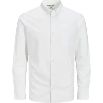 Pánská košile Velká pánská košile s dlouhým rukávem hladká Jack & Jones 12267979 bílá (5XL)