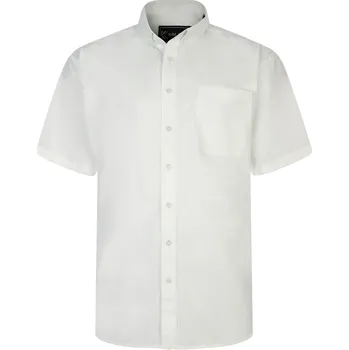 Oblečení a móda Pánská velká hladká košile s krátkým rukávem Kam 660 krémová (6XL)