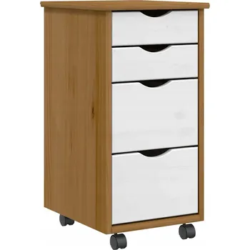 Komoda Mobilní skříňka MOSS se 4 zásuvkami, medově hnědá a bílá, 34 x 39 x 65,5 cm