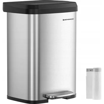 Odpadkový koš Kuchyňský koš, odpadkový koš 50 l, kovový koš s pedálem a víkem, vys