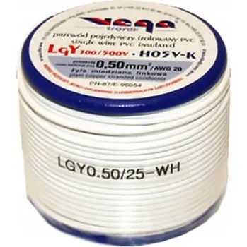 elektrický kabel Kabel LGY/H05V-K 0,50 mm2 25 m Bílý