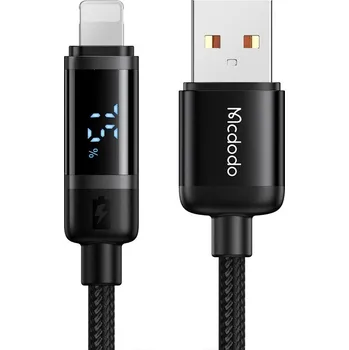 Náhradní díl pro mobilní telefon Mcdodo – datový kabel řady BAT (CA-5000) – USB-A na Lightning, digitální displej, 1,2 m – černý