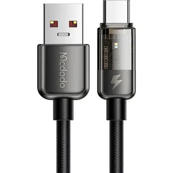 Mcdodo – datový kabel (CA-3150) – USB na Type-C, 6A, super rychlé nabíjení, transparentní design, automatické vypnutí, 1,2m – černý