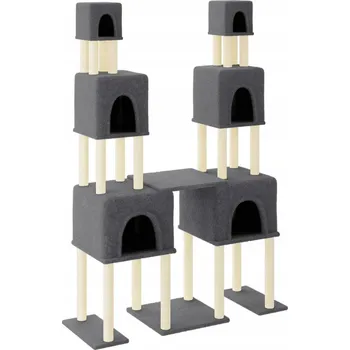 Víceúrovňové škrabadlo pro kočky, tmavě šedé, 136 x 47,5 x 199 cm