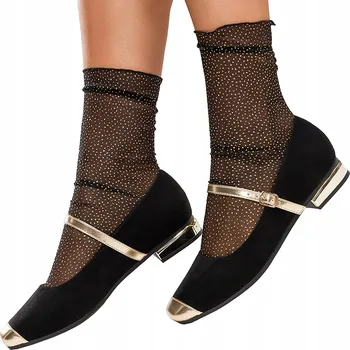 Dámské baleríny Dámské baleríny černé se zlatým páskem Mary Jane, KOŽENÁ STÉLKA, vel. 39