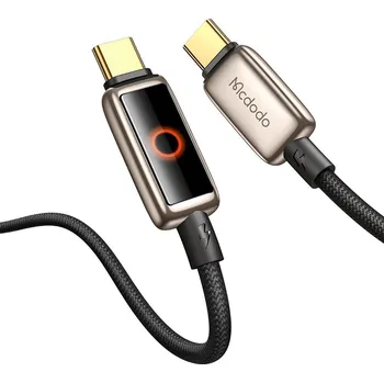 Mcdodo – datový kabel (CA-6681) – s dýchajícím světelným LED displejem, USB-C na USB-C, automatické vypnutí, 100W, 1,2m – Desert Gold