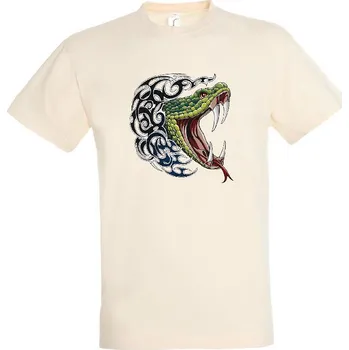 Pánské oblečení panske-levne-bavlnene-tricko-digi-potisk-tatoo-kobra Barva: Lime stone - krémová, velikost: XL