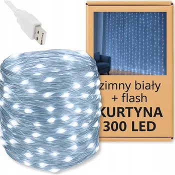 Vánoční dekorace SVĚTELNÝ ZÁVĚS 3x2,5m 300 LED SVĚTELNÝ ŘETĚZ LAMPY