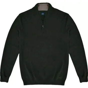 Pánský svetr Velký pánský hladký svetr na krátký zip Double Urban Outfitters KNIT-8020 tmavě zelený (6XL)