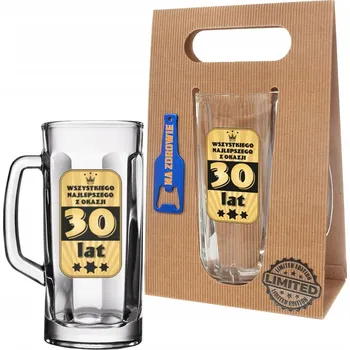 Sklenice DÁREK NA 30 URODZINY PRO MUŽE CHLAPA JEHO SADA PIVNÍ SKLENICE OTVÍRÁK