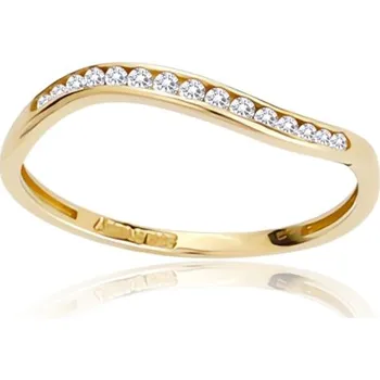 Módní doplněk Dámský prsten ze žlutého zlata s čirými zirkony PR0640F + DÁREK ZDARMA