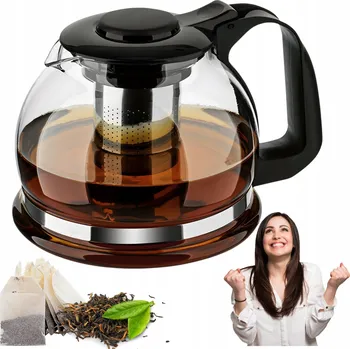Konvice na čaj SKLENĚNÁ ČAJOVÁ KONVICE SE SÍTKEM 1,6L KONVICE NA VOĽNÉ ČAJOVÉ ČAJ