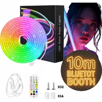 LED páska NEONOVÁ LED RGB PÁSKA VODĚODOLNÁ 10m, BLUETOOTH PŘIPOJENÍ S APLIKACÍ A DÁLKOVÝM OVLADAČEM