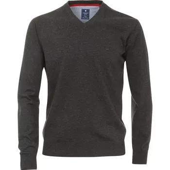 Pánský svetr Velký pánský svetr přes hlavu s výstřihem do V Redmond 600-79 tmavě šedý (6XL)