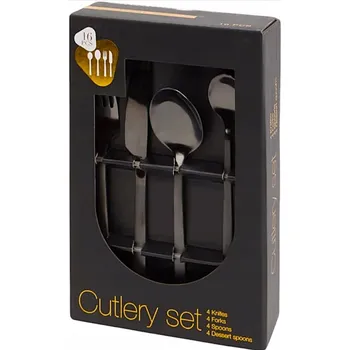 Příbor PŘÍBORY SADA ELEGANTNÍCH PŘÍBORŮ 16 KUSŮ ČERNÉ