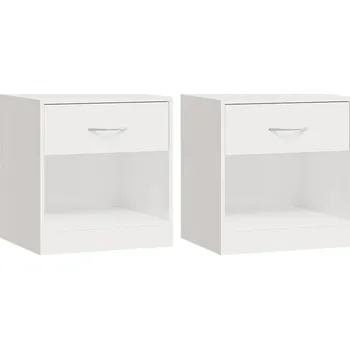 Noční stolek Bílé noční stolky s vysokým leskem 36,5 x 30,5 x 38 cm, 1 šuplík