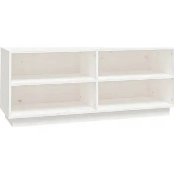 Bílá dřevěná botník 110 x 34 x 45 cm z masivního borovicového dřeva