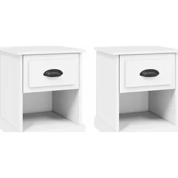 Noční stolek Bílá noční stolek s 1 zásuvkou a otevřenou přihrádkou, 39 x 39 x 47,5 cm