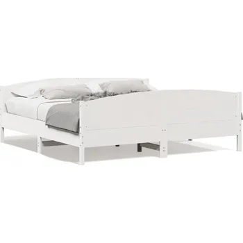 Postel Dřevěná borovicová postel 180x200 bílá