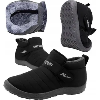 Dámská zimní obuv ZIMNÍ ZATEPLENÉ VODĚODOLNÉ BOTY ČERNÉ TRAPERY SNĚHULE KOTNÍKOVÉ BOTY NAD KOTNÍK