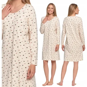 Dámské pyžamo Košile Noční s dlouhým rukávem a mašličkami Klasická MORAJ M