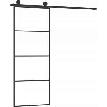 Interiérové dveře Černé posuvné dveře 76 x 205 cm, sklo ESG, hliníkový rám