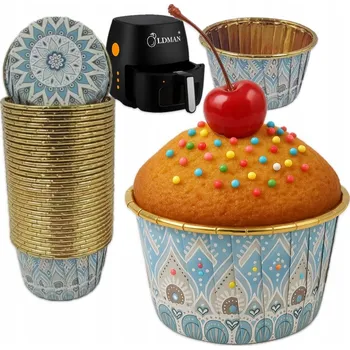 Nádoba na pečení Papírové košíčky na muffiny, formičky na pečení do horkovzdušné fritézy (AIR FRYER) 50 Ks, 7 x 4 cm