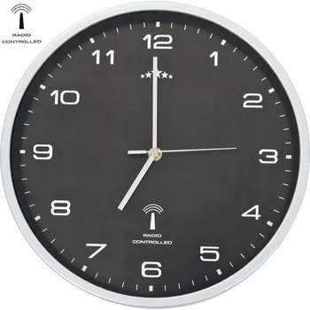 Hodiny Nástěnné hodiny řízené rádiem 31cm stříbrné/černé PP/sklo 31x4,3cm