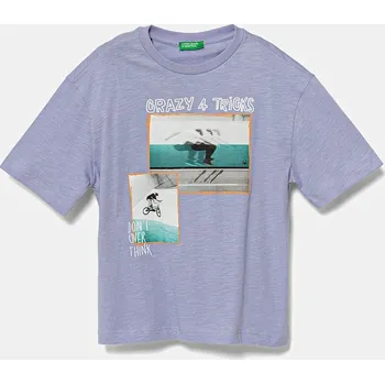 Dětské bavlněné tričko United Colors of Benetton 3SLUC10P8.G.Seasonal fialová 04X, vel. 150