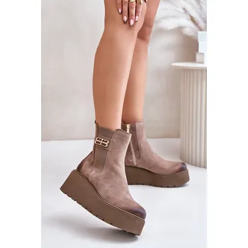 Sada pánského spodního prádla Zazoo 60498 Dámské Botky Chelsea Na Platformě A Klínu Černé 40