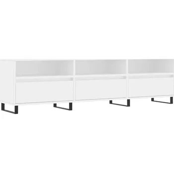 Televizní stolek Bílá TV skříňka 150 x 30 x 44,5 cm se 6 přihrádkami