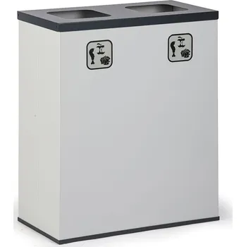 Odpadkový koš B2B Partner Koš na tříděný odpad 2x 70 L, úchyt na pytel, šedý/černý