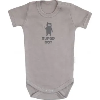 Kojenecký body Mamatti Kojenecké body krátký rukáv Bear - šedá - 80 (9-12m)