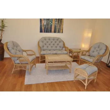 Zahradní sestava Nábytek PEGAS Ratanová sedací souprava Florida medová - polstry tmavě béžový melír